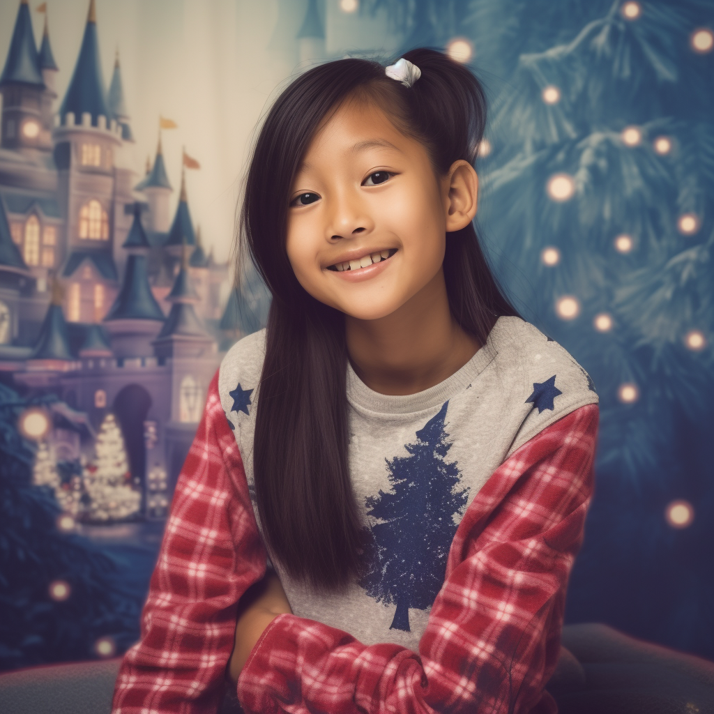 Smiling Asian Girl at Xmas