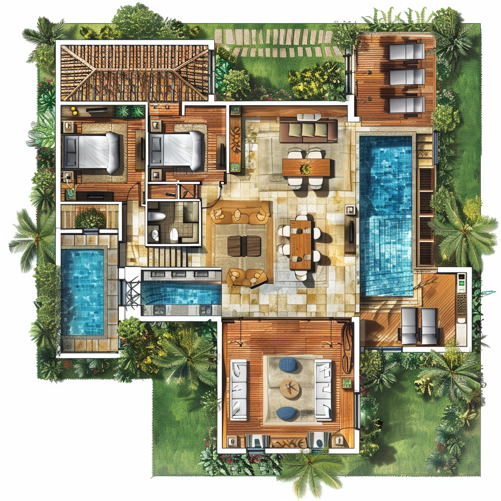 Aerial Plan Bali Style Design