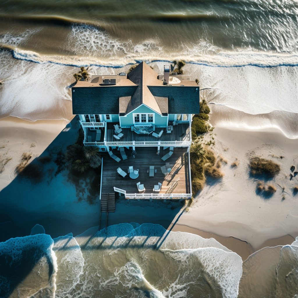 Beautiful beach house aerial view