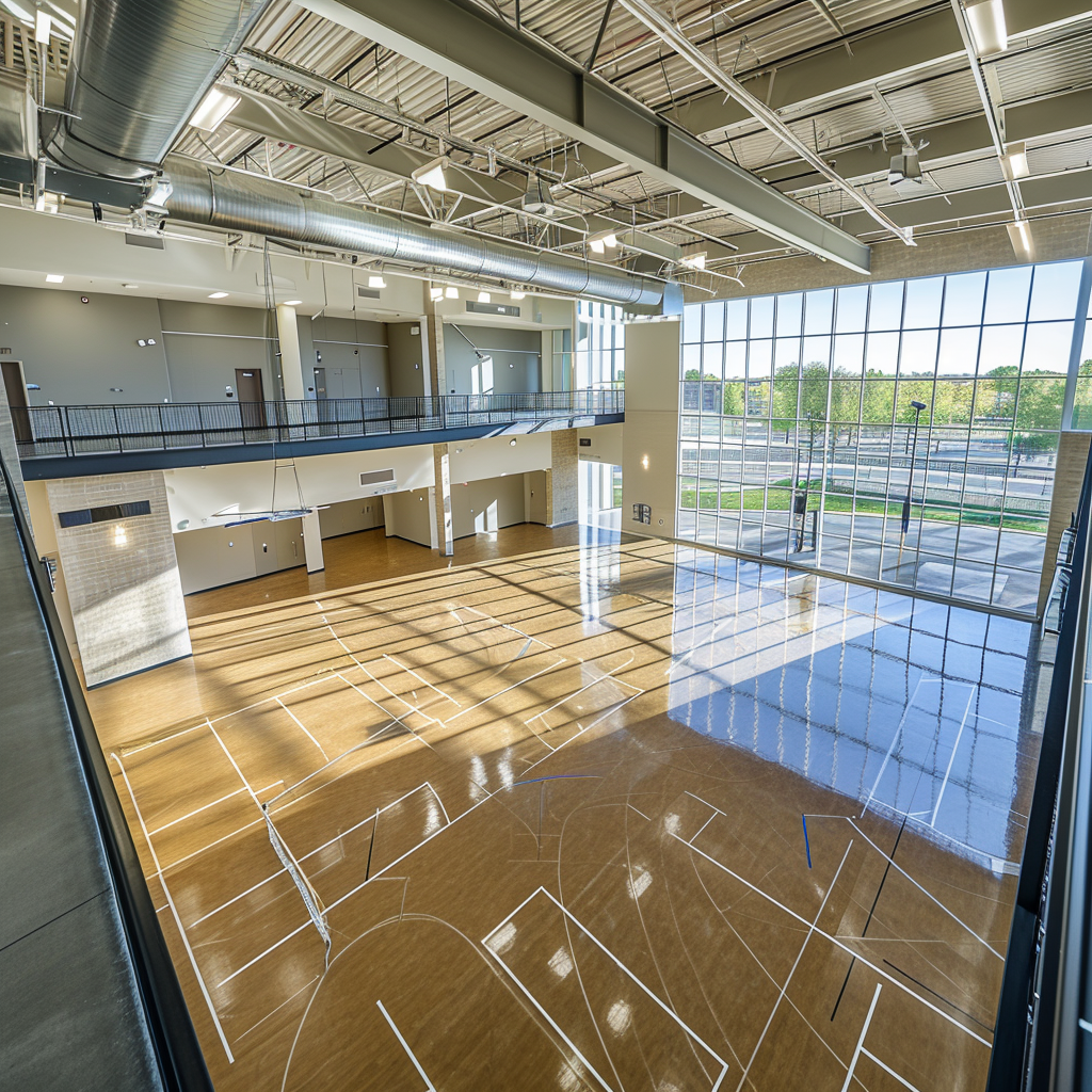 Aerial view recreational center space