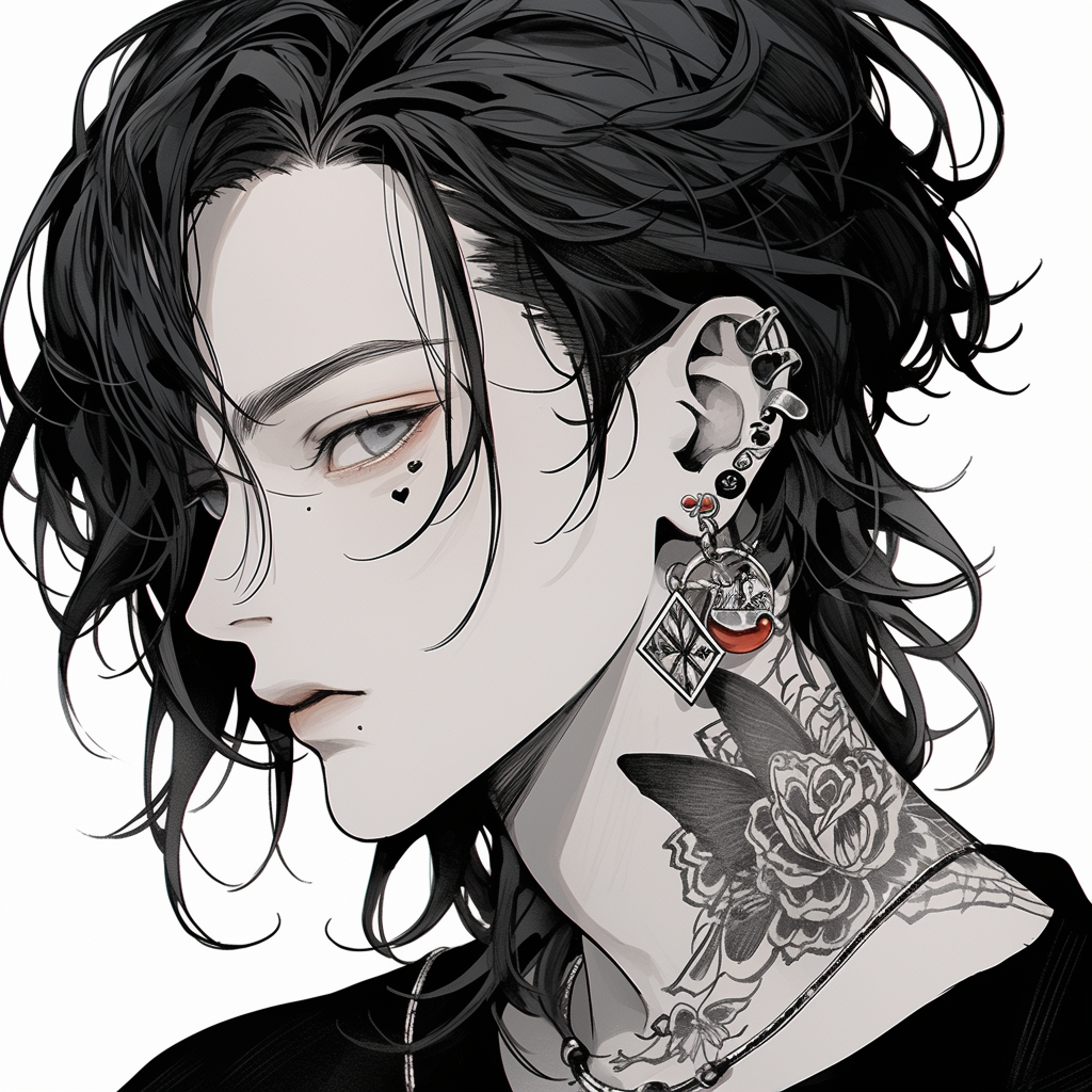 Anime character with aesthetic features and tattoos