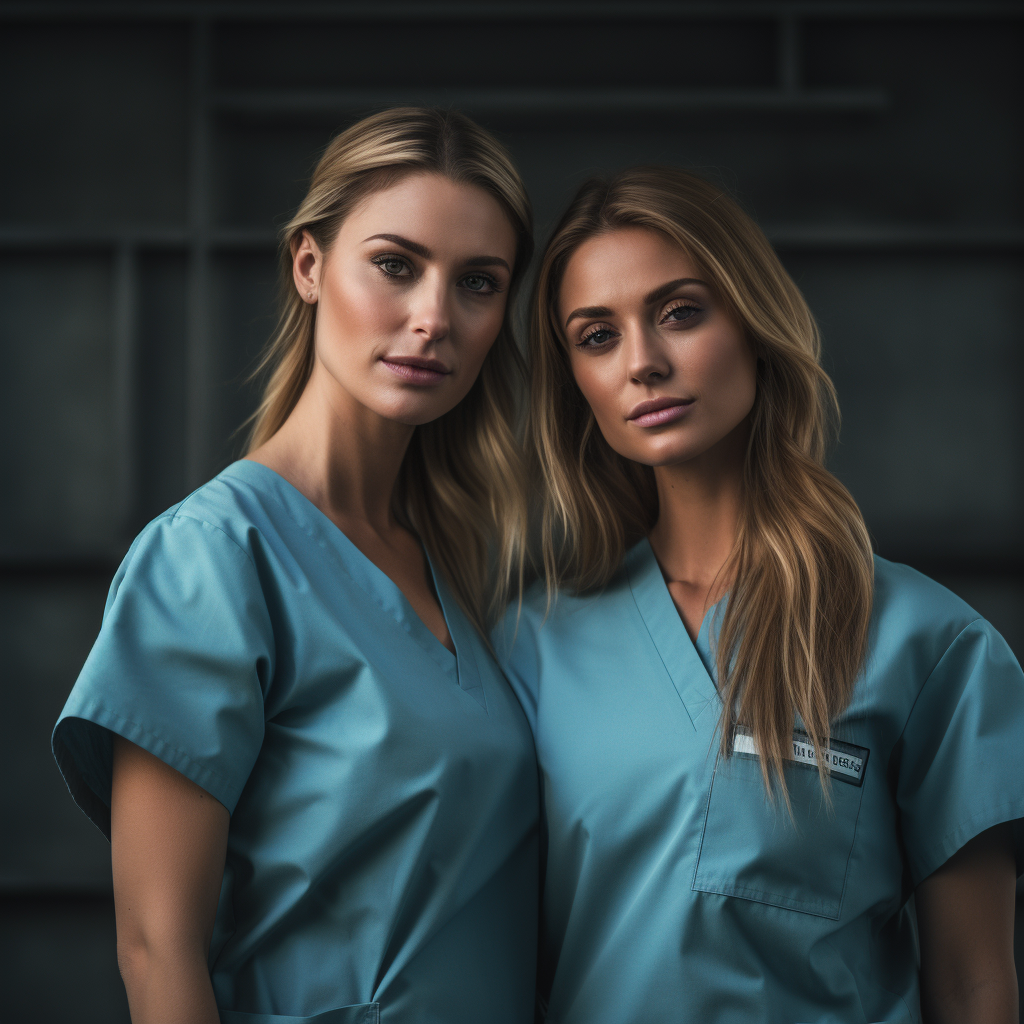 Two friends in medical scrubs ?