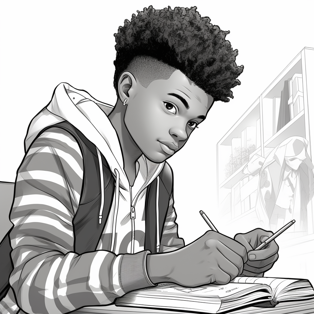 Illustration of a black boy as a teenager