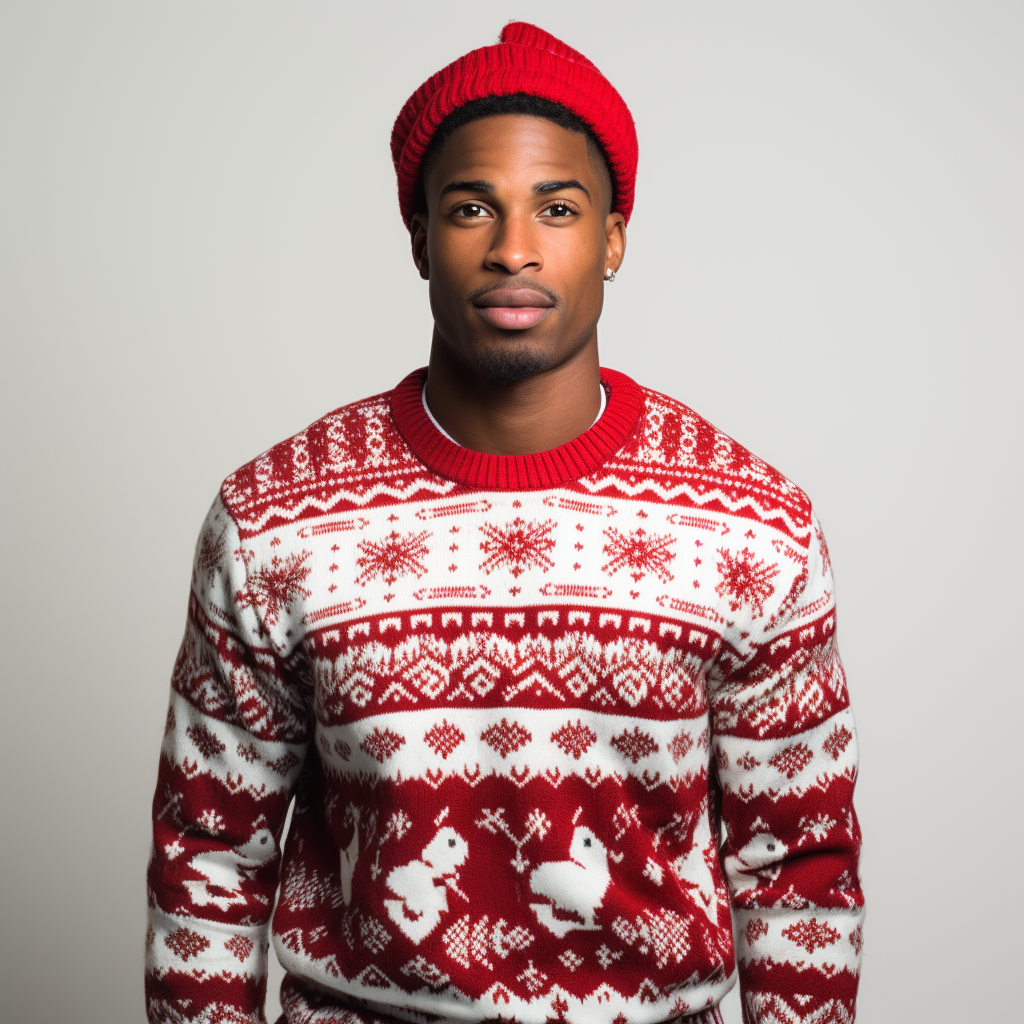 Stylish African-American Christmas Model in Fashion