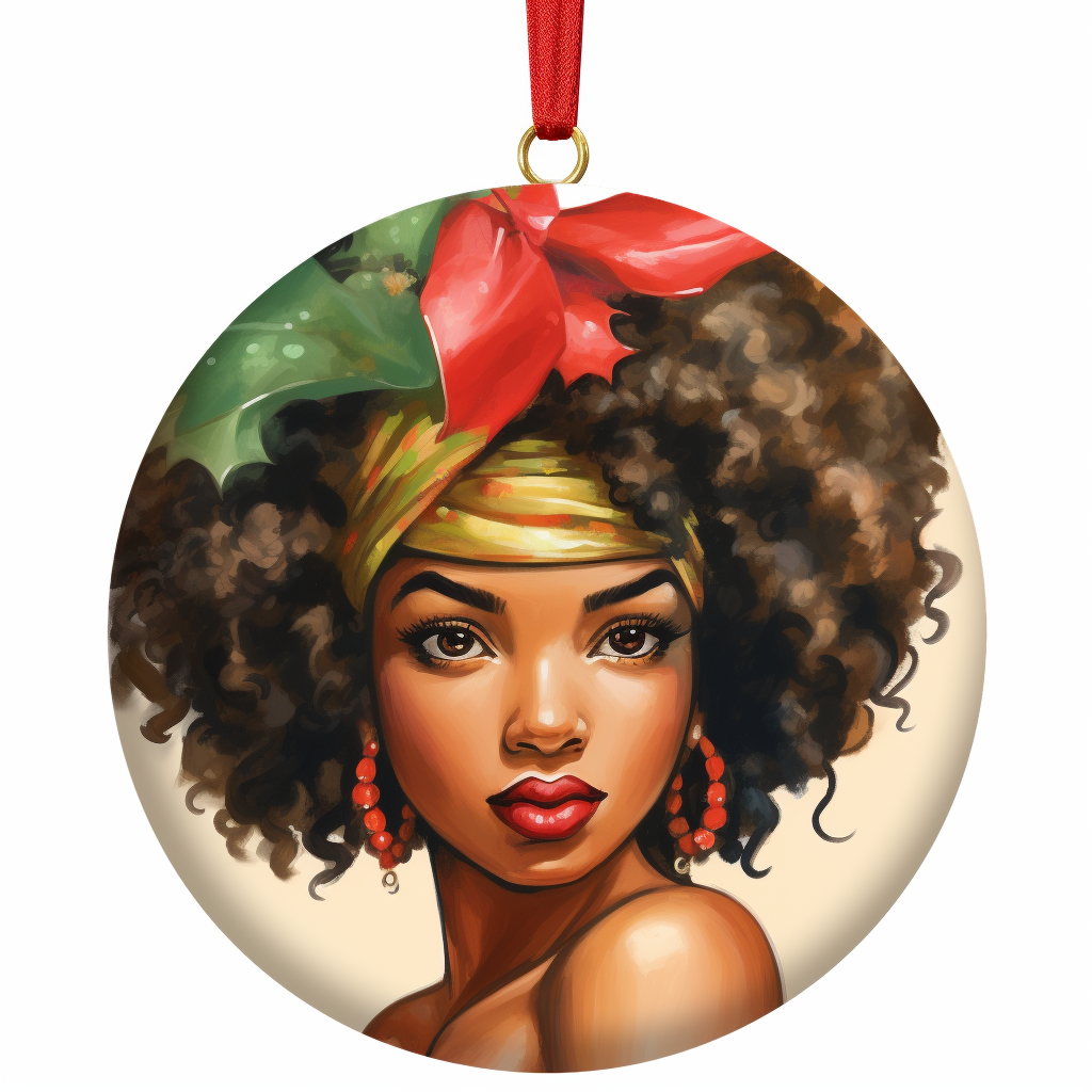 Vibrant watercolor African American Christmas ornaments