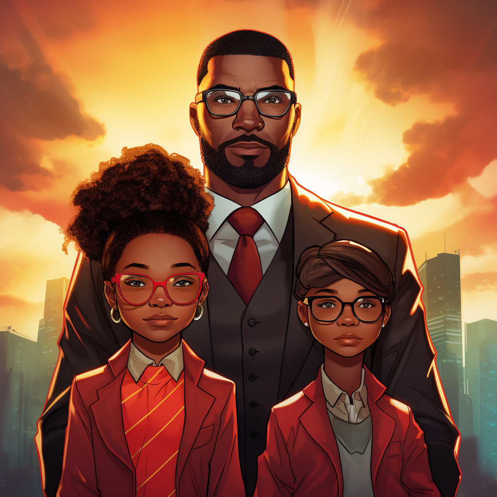 African American Father-Daughter Podcast with Comic Characters