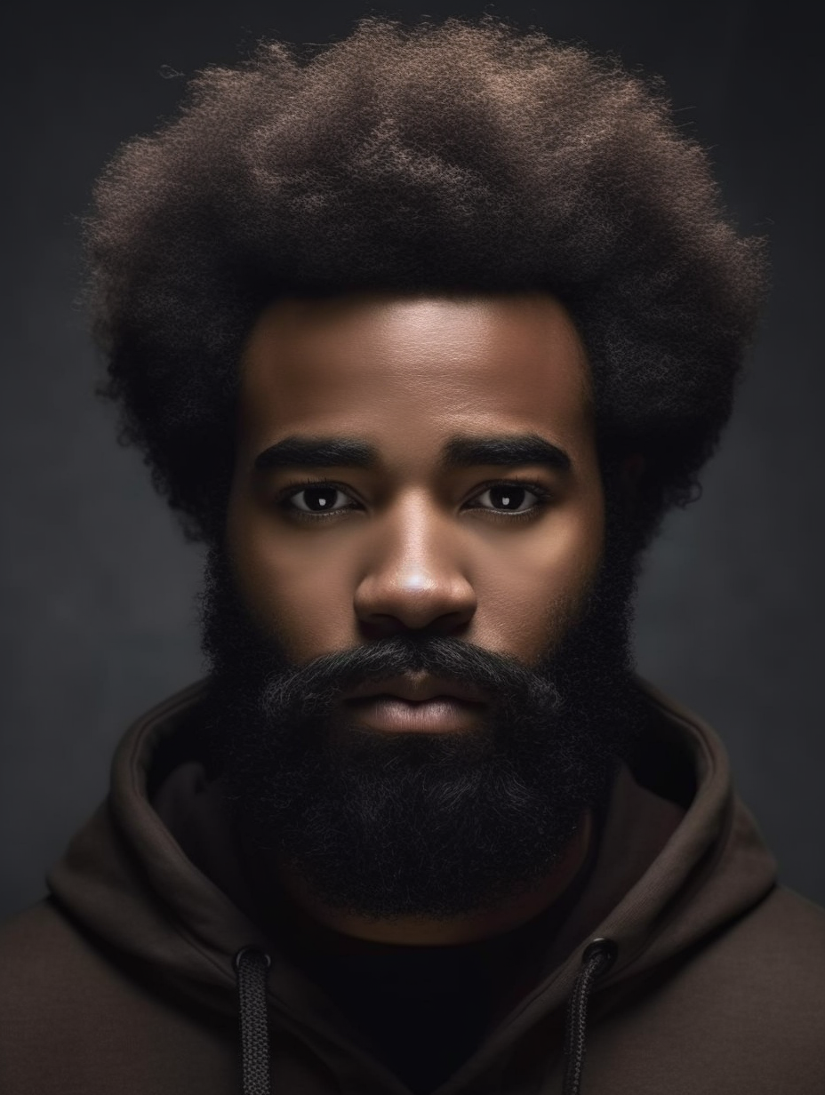 Portrait of African American Man with Beard and Afro