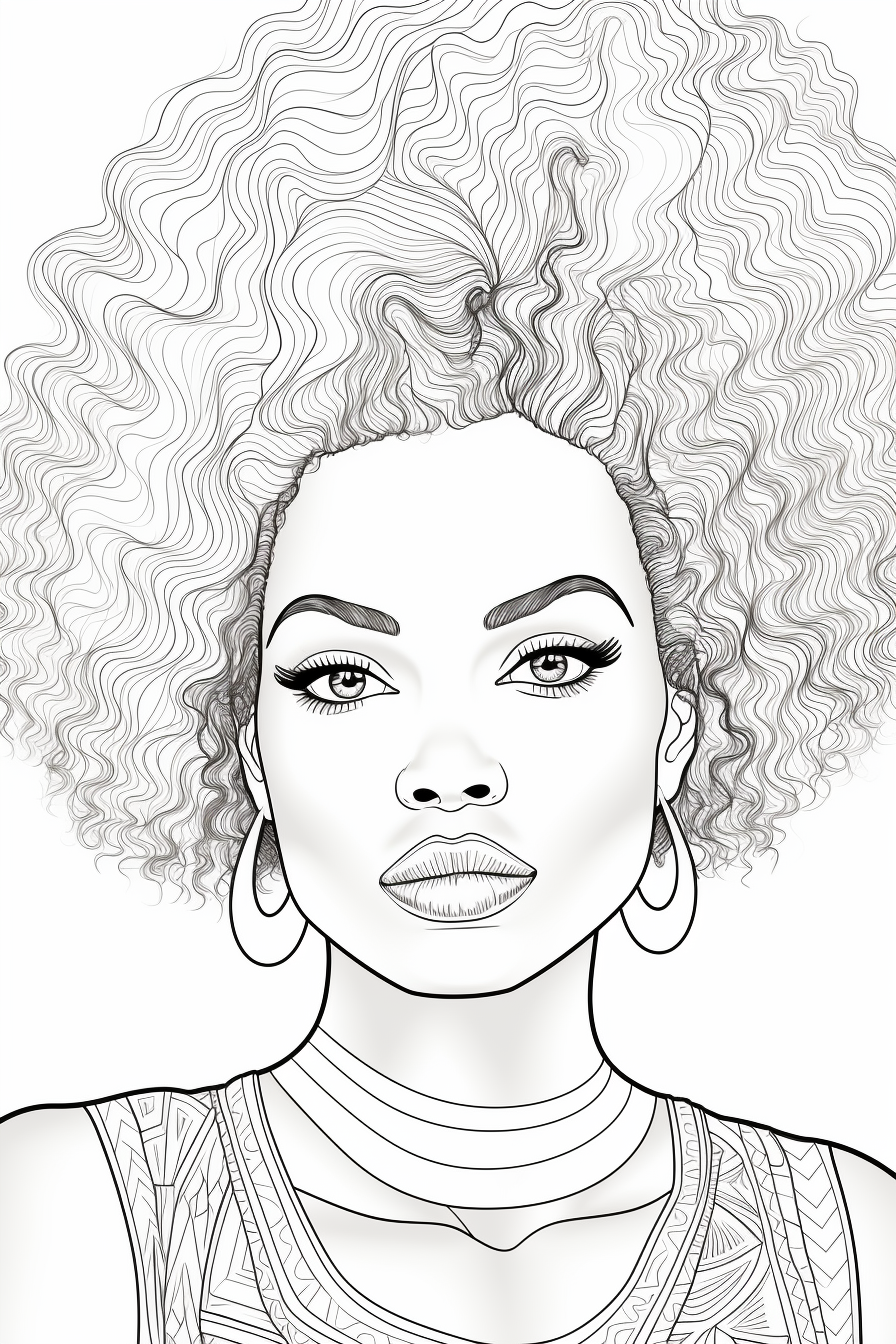 Coloring page of an African American woman