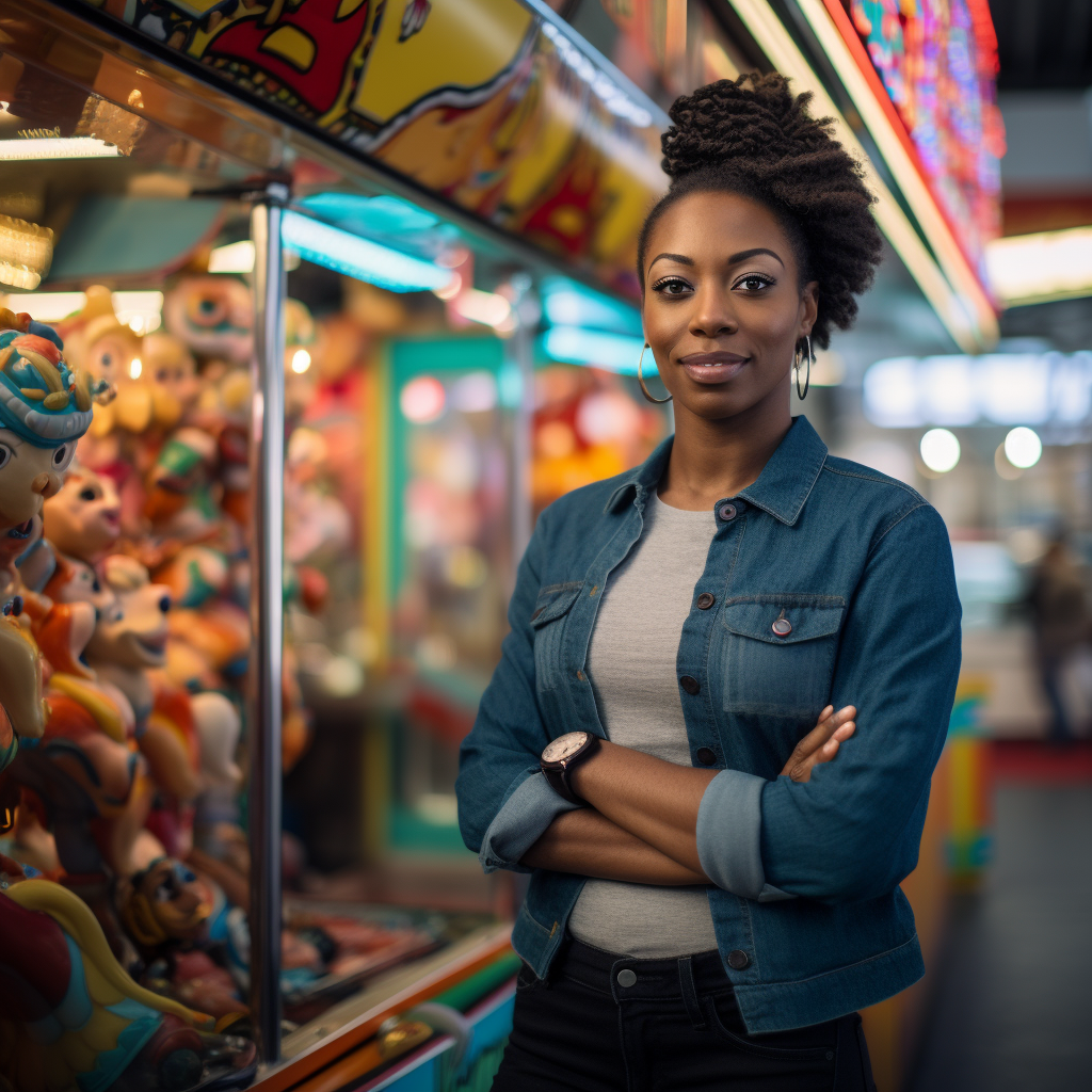 African American Woman at Skill Crane