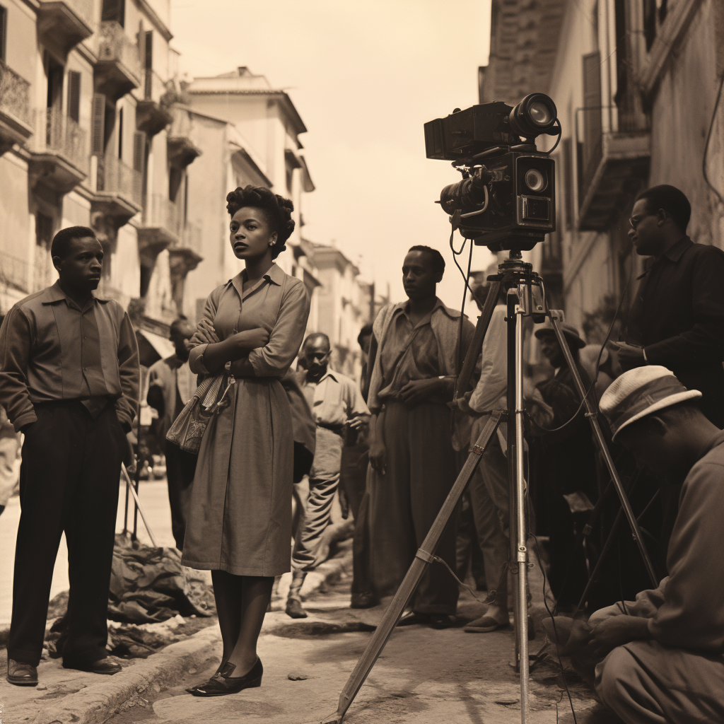 African American woman directing film in Rome