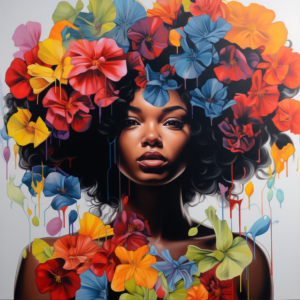 African American woman in bright flower