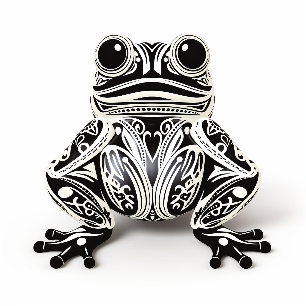 African bullfrog graphic in black and white