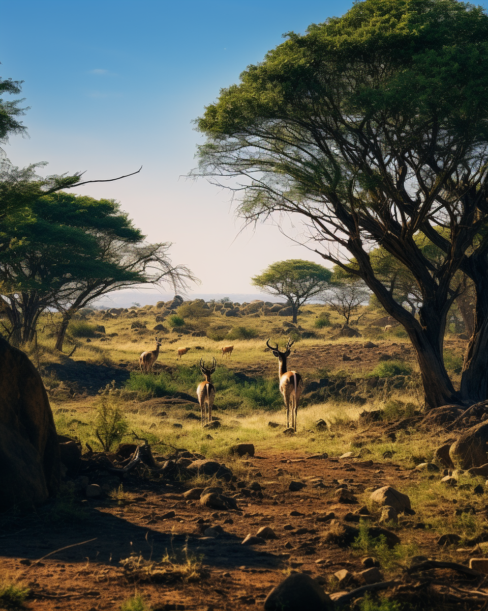 African Bushvelt with Animals and Trees