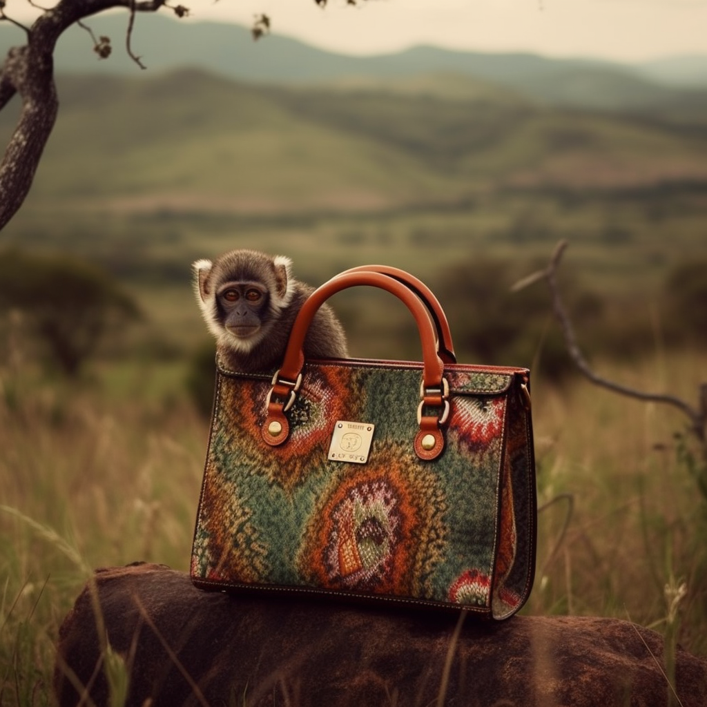 Colorful African-Chinese Handbag in the Wilderness