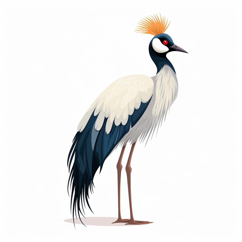 Cute African Crowned Crane Cartoon