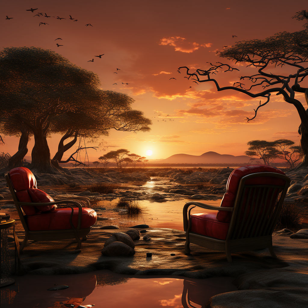 African dream futuristic sunset scenery