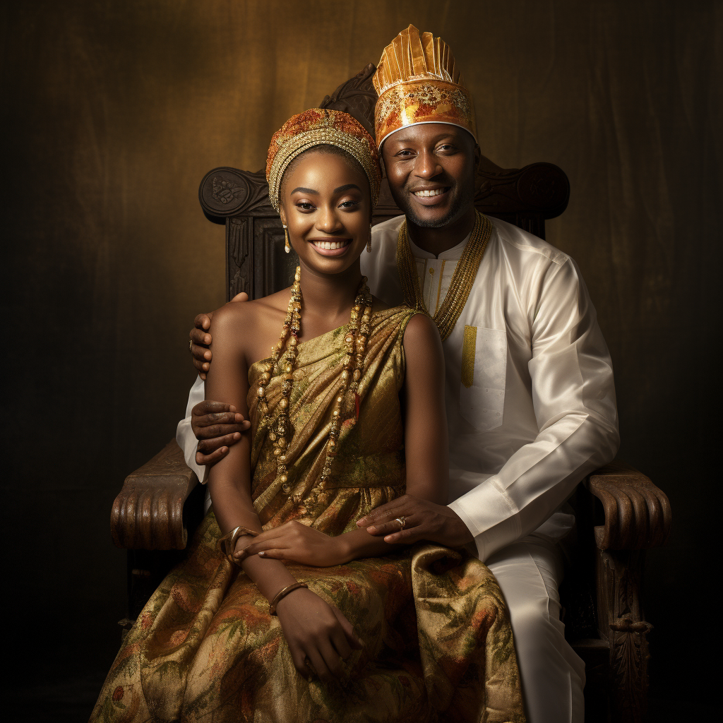 Father and Daughter in African Wedding Attire