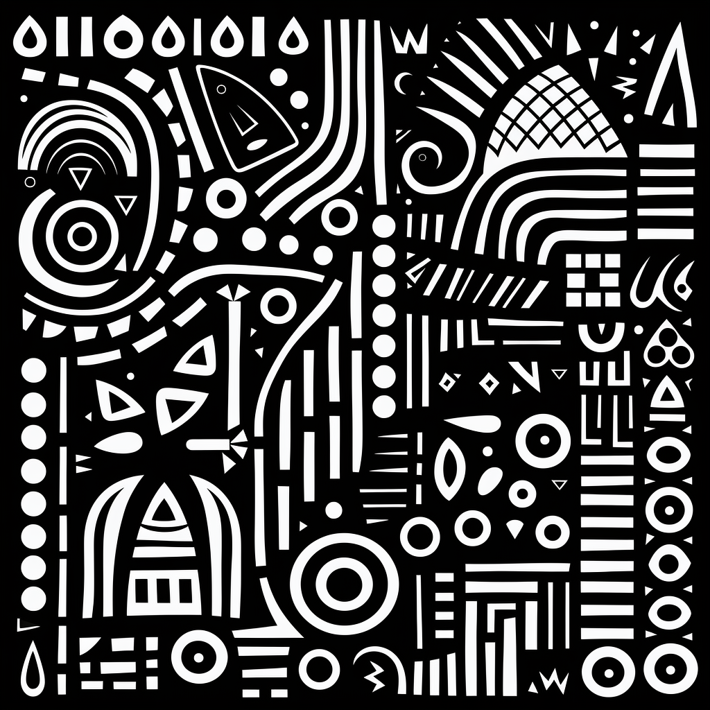 African Minimal Black White Pattern Art