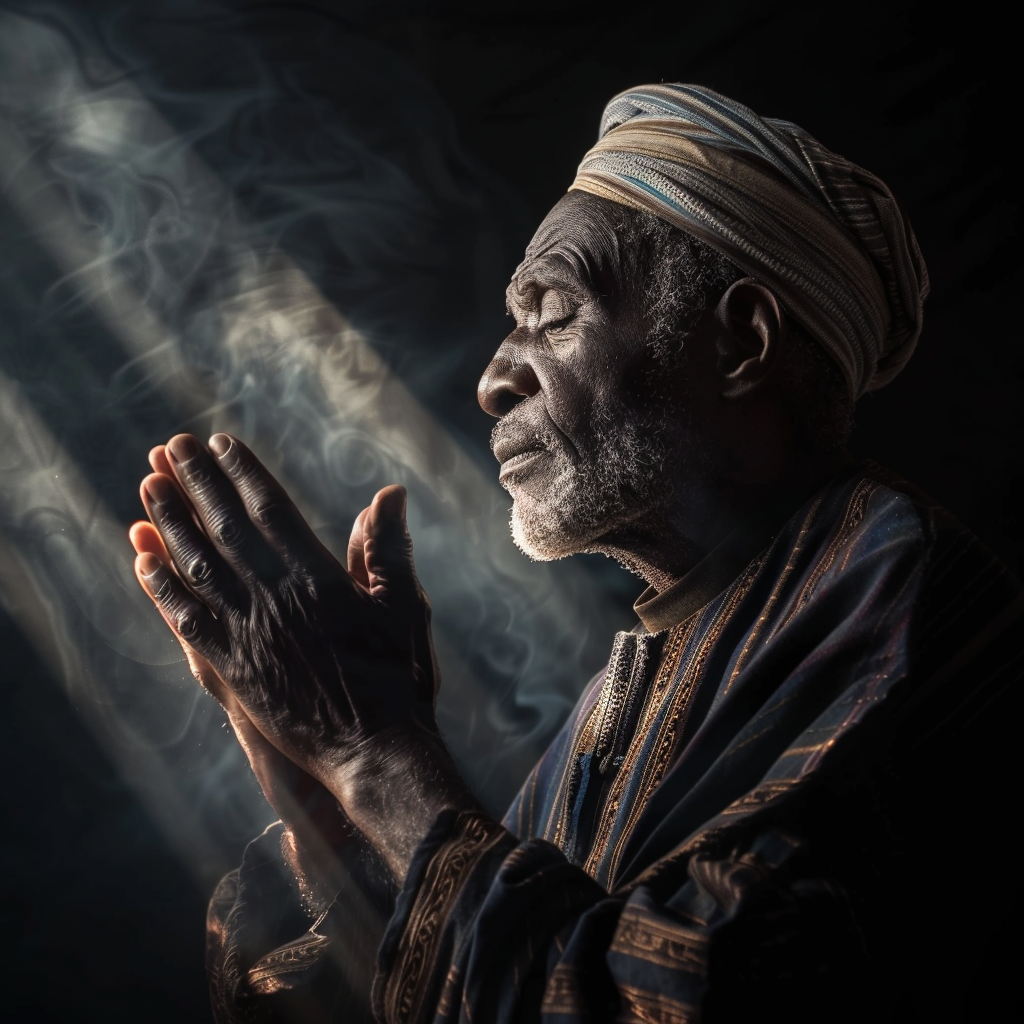 African Muslim Scholar Praying Light