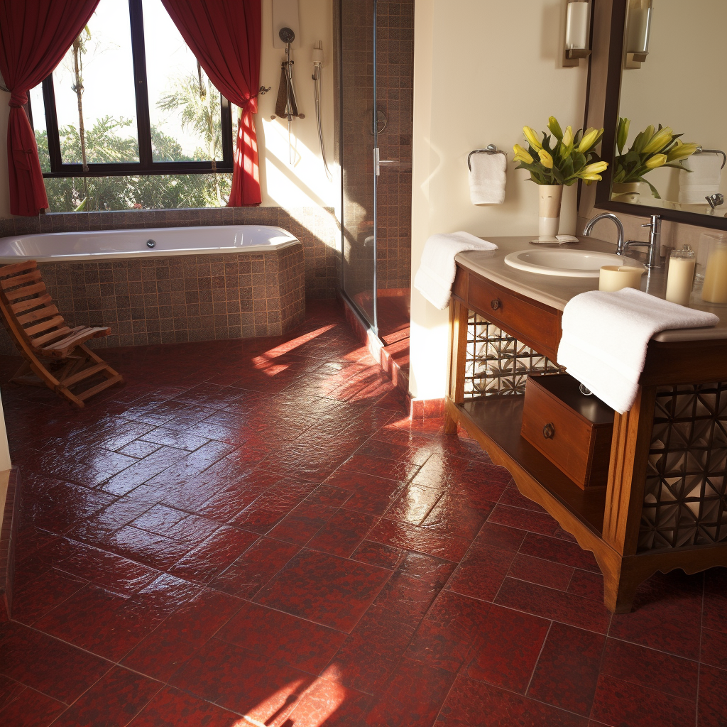 African red granite bathroom floor