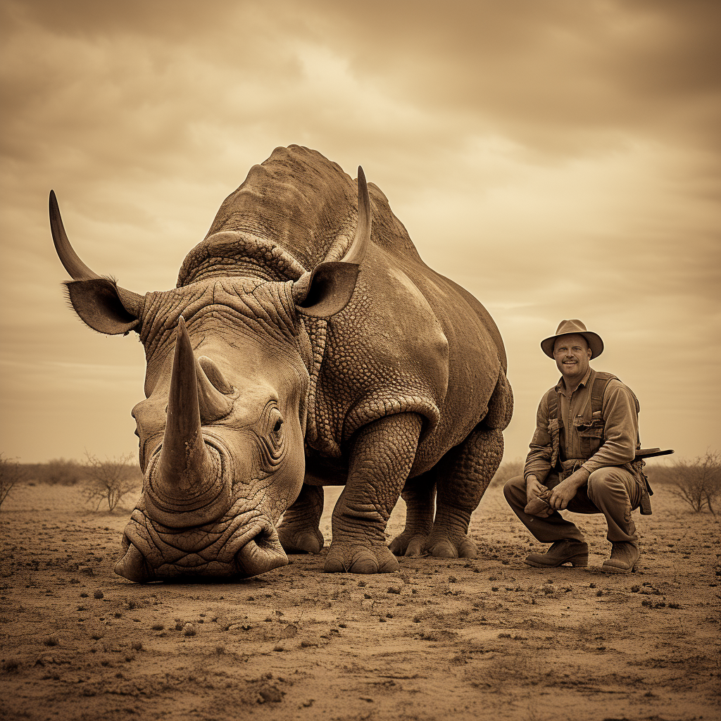 Triceratops hunters in African savannah