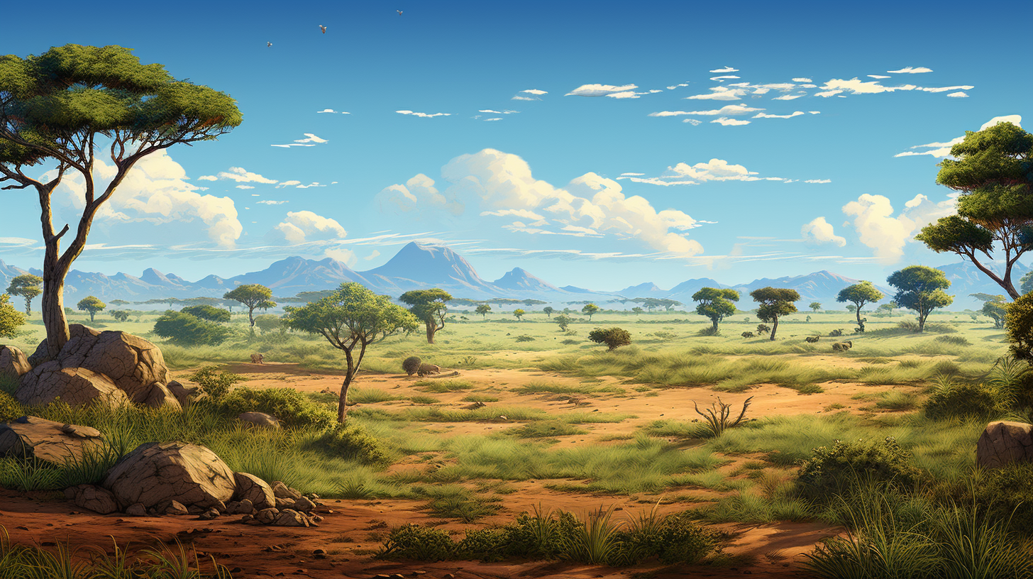 African Savannah landscape with depth of field