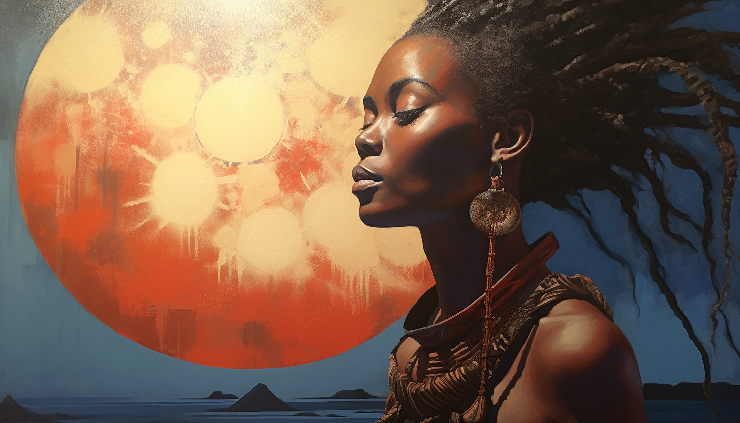 African Shamanic Woman with Nature Background