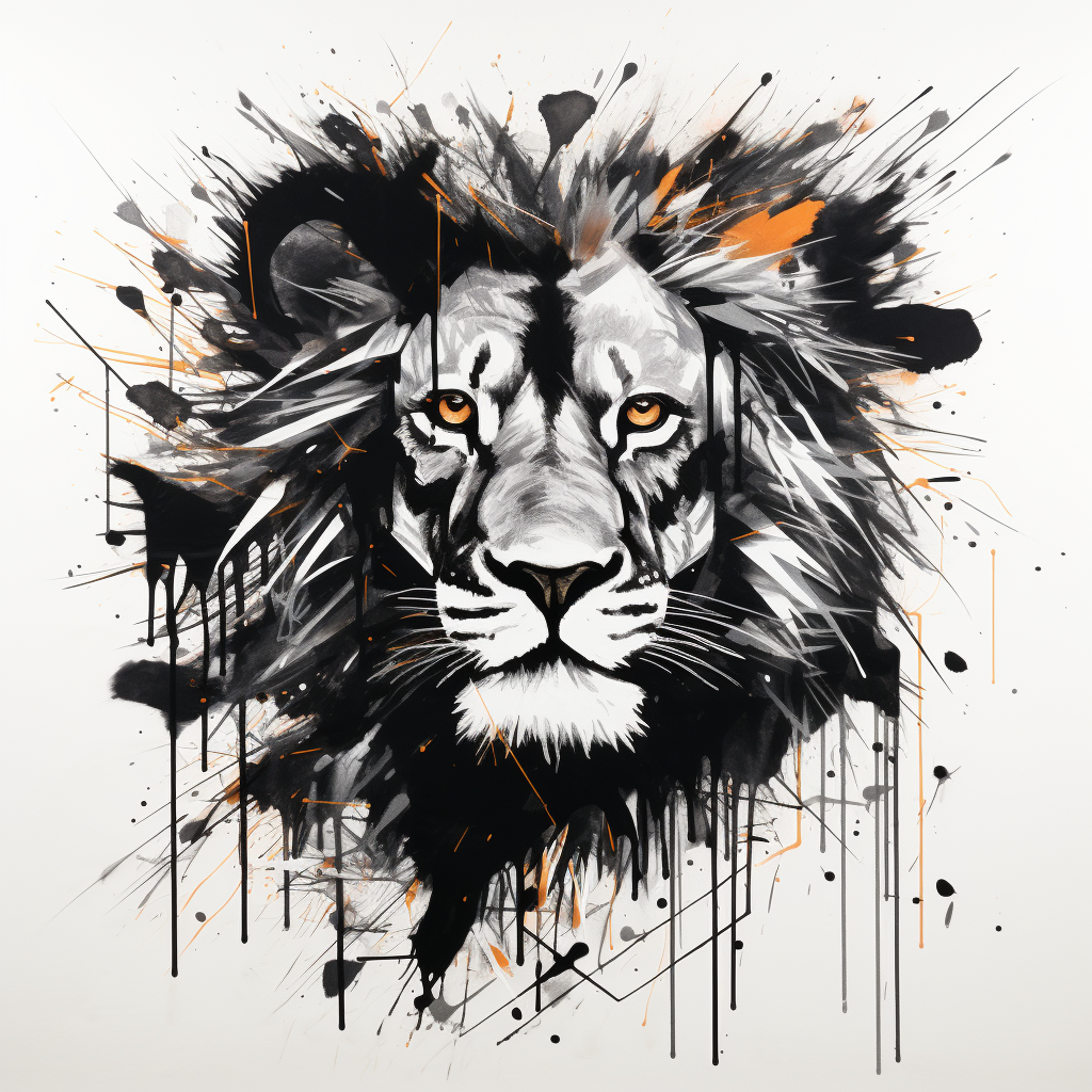 Minimalist African lion art