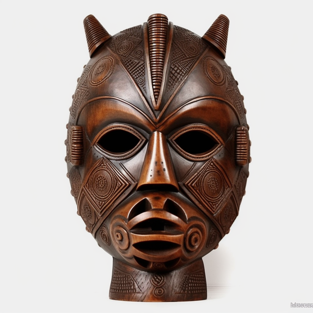 African tribal wooden mask gas filter