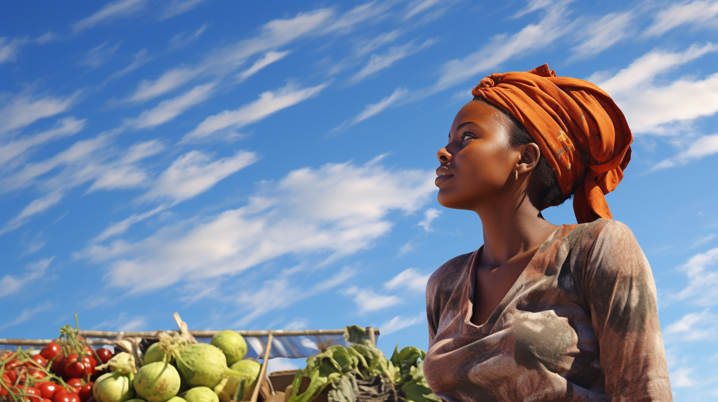 African woman at fruit and vegetable market