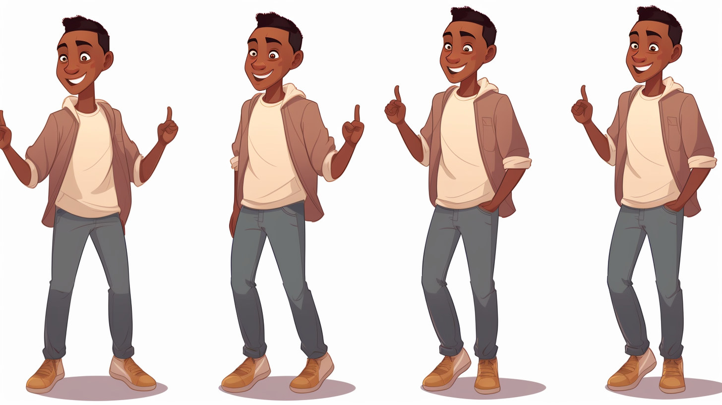 Young African American boy in various poses and expressions