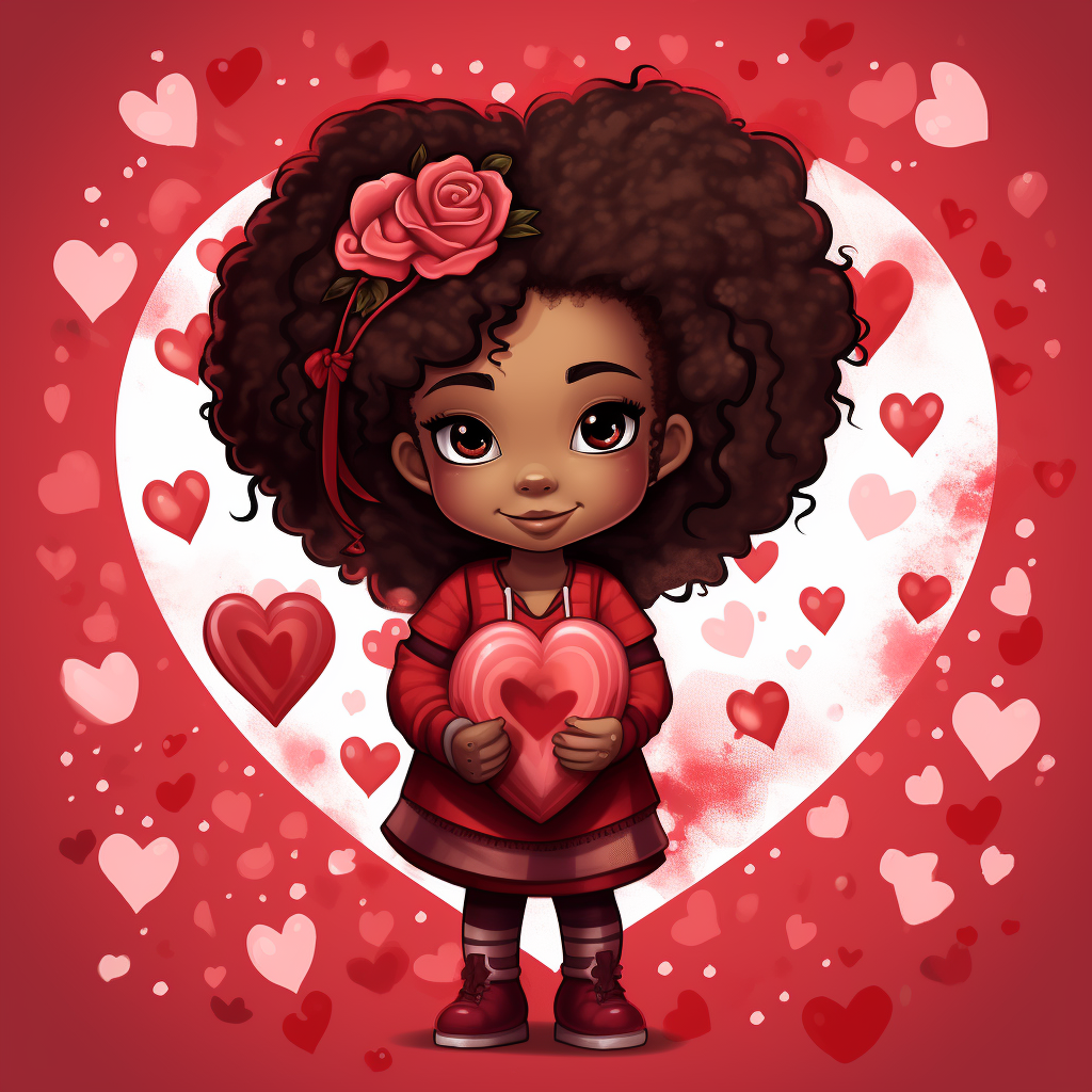 Cute African American Chibi Valentine Design