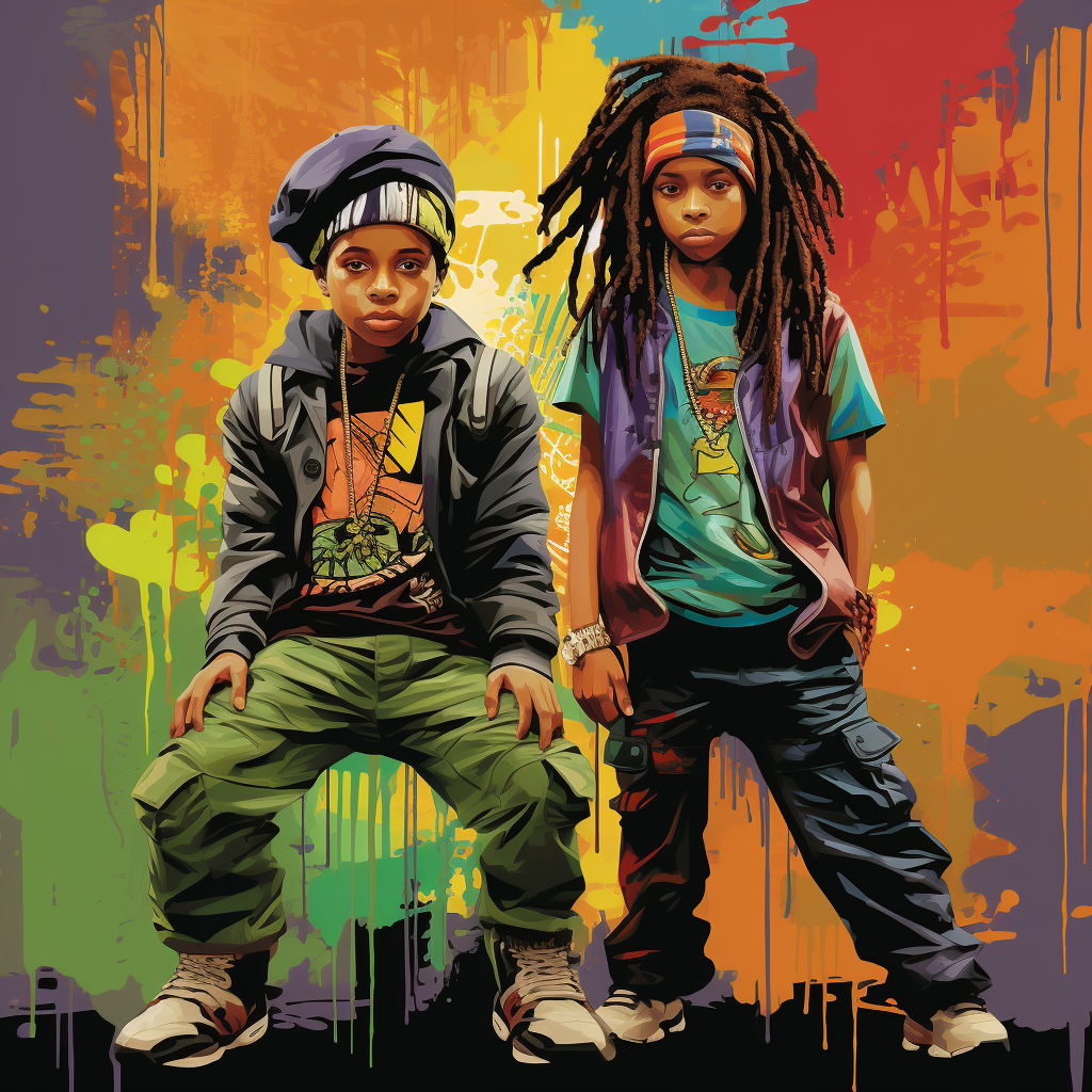 Stylish African American children in 1990s New York