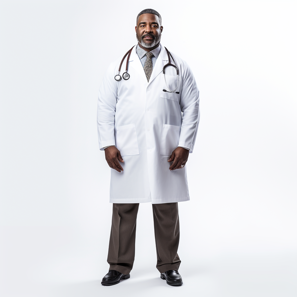 Serious African American Doctor with Open Hands