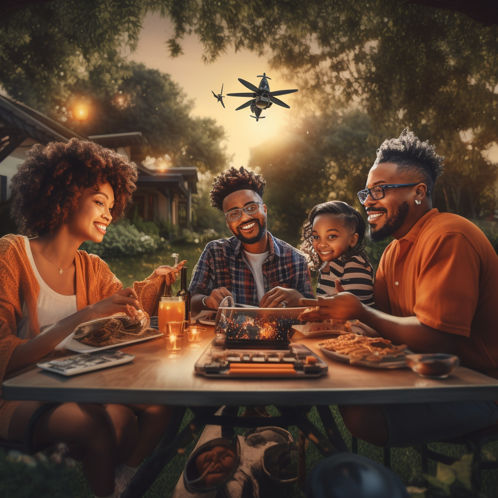 African-American family enjoying delicious soul food