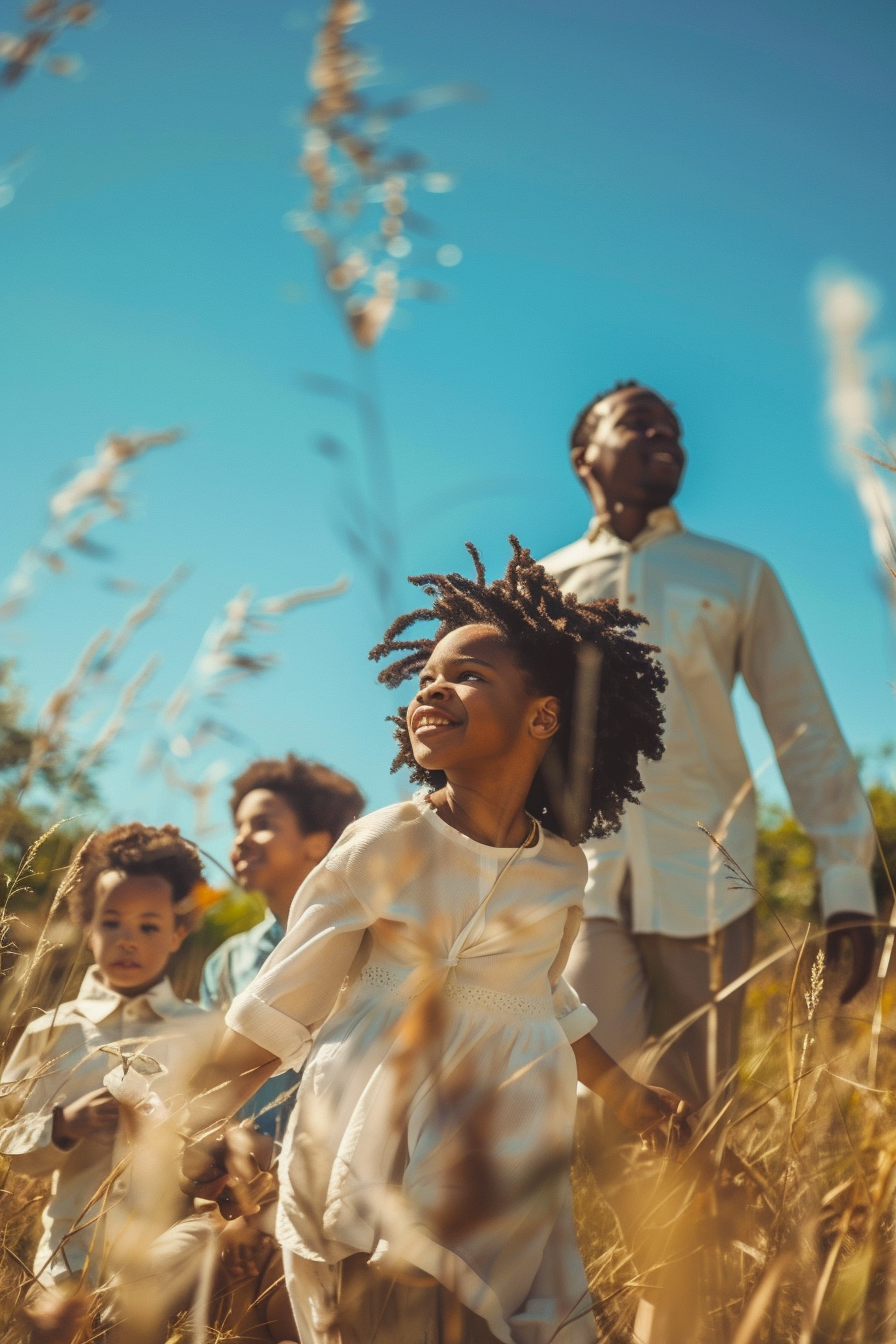 African American Family Garden Play