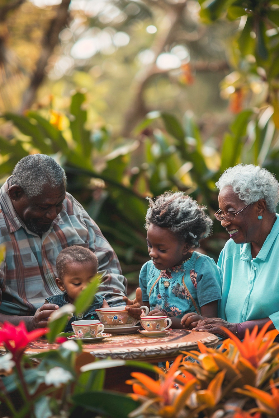 African American Family Tea Time Garden