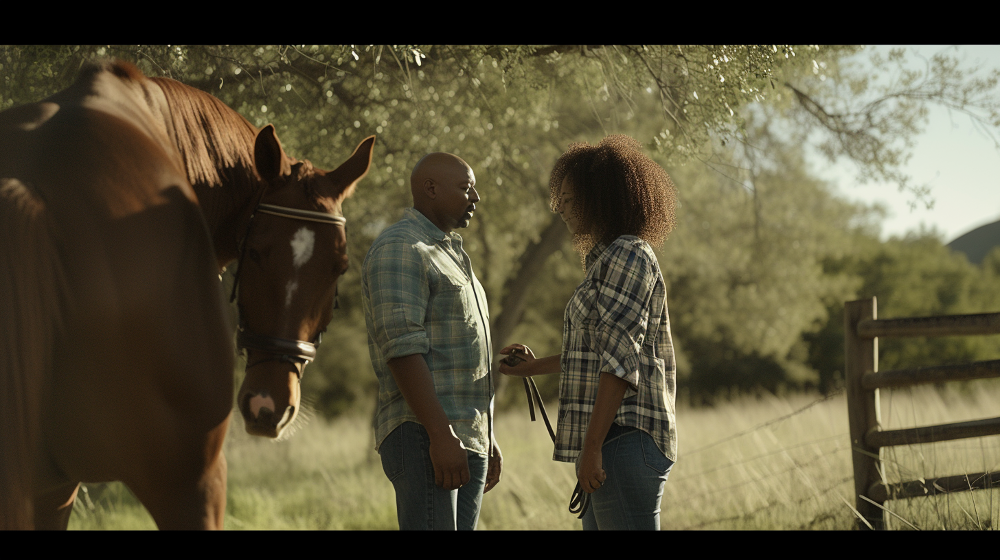 African American female in equine therapy