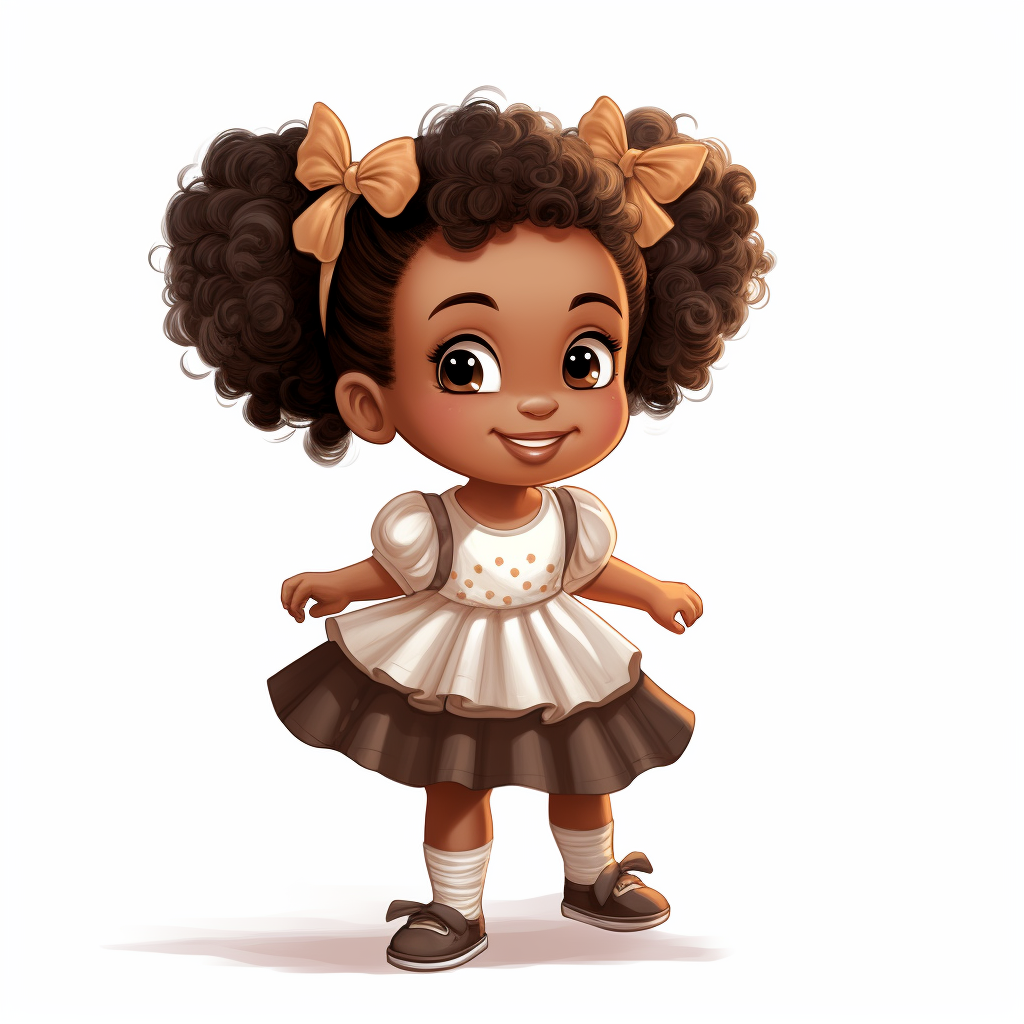 Cute African American girl in brown dress