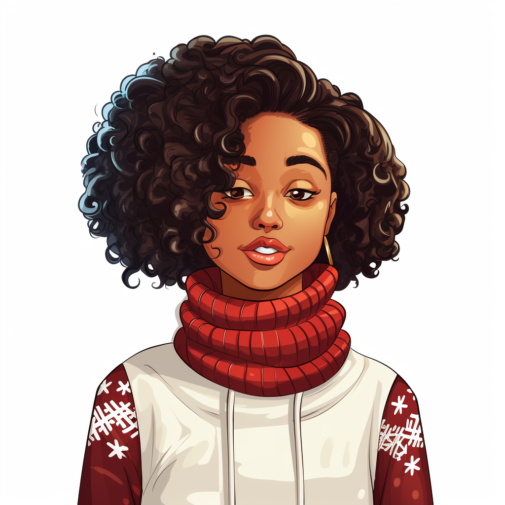 African American girl wearing a cozy Christmas sweater