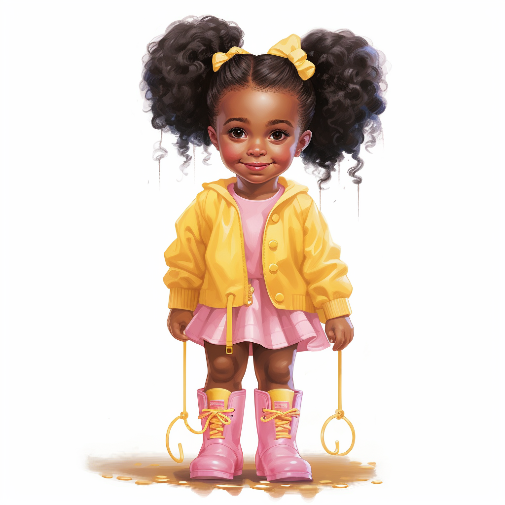 Cute African American girl with afro puffs