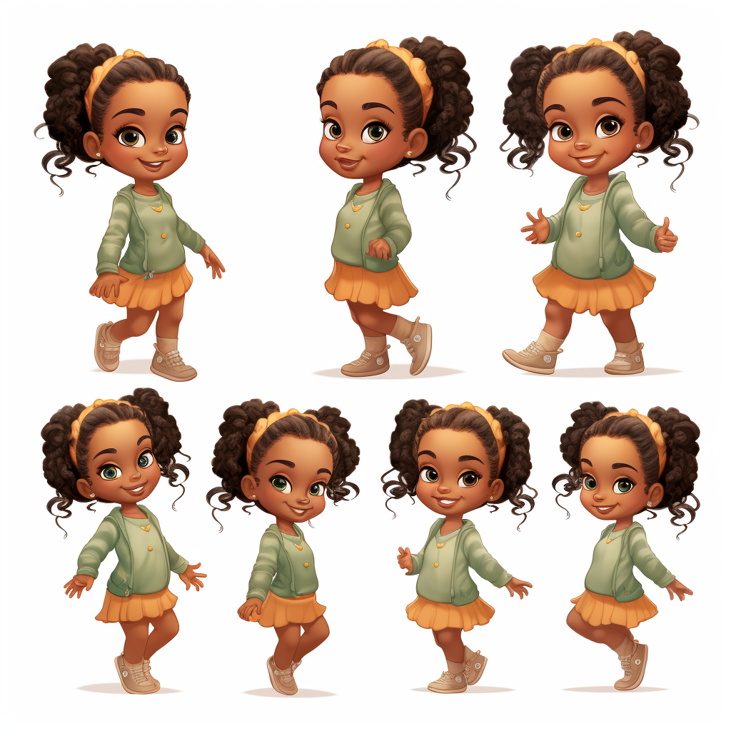 Cute African American girl with pigtails puffs