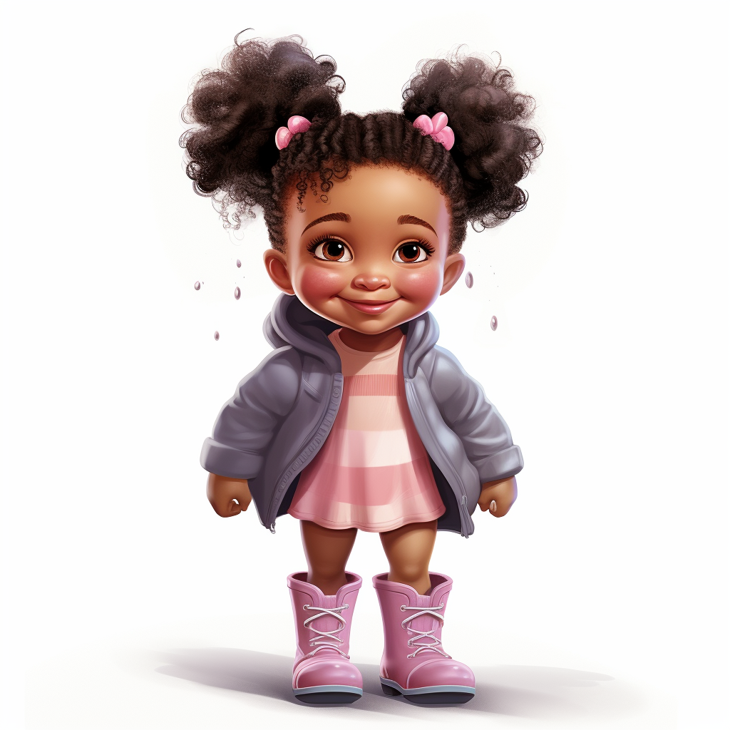 Cute African American girl wearing rain boots