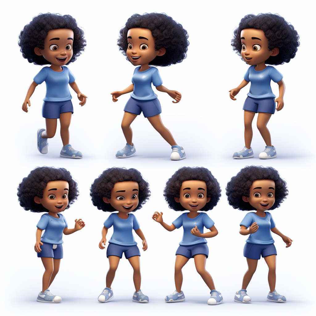 Smiling Afro Hair Girl in Blue Shirt