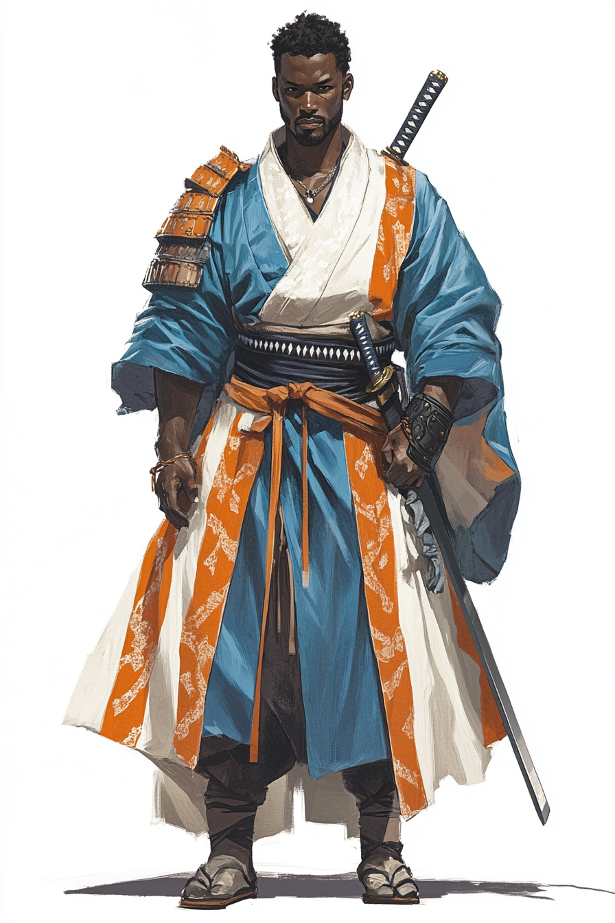 African American Samurai Warrior Character