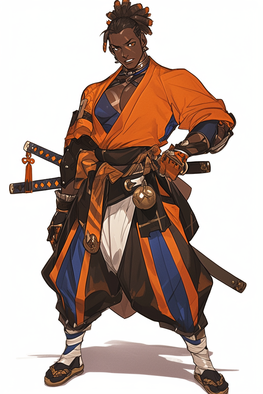 African American Samurai Warrior Game Character