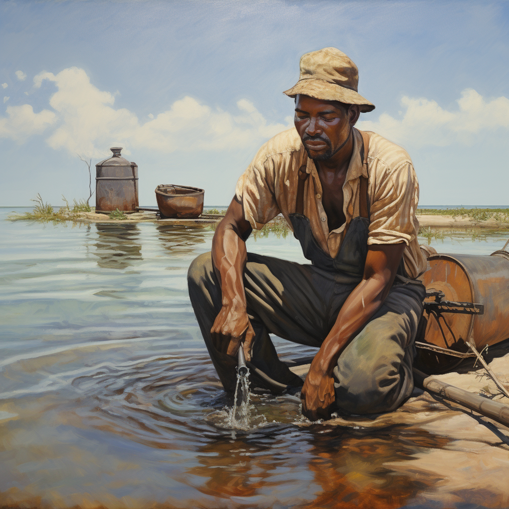 African American man working in water conservation