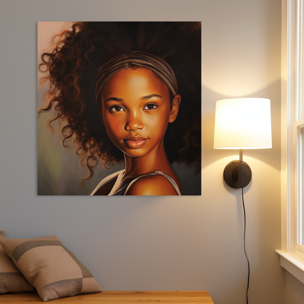 Beautiful African American Teen with Wall Sconce Lighting