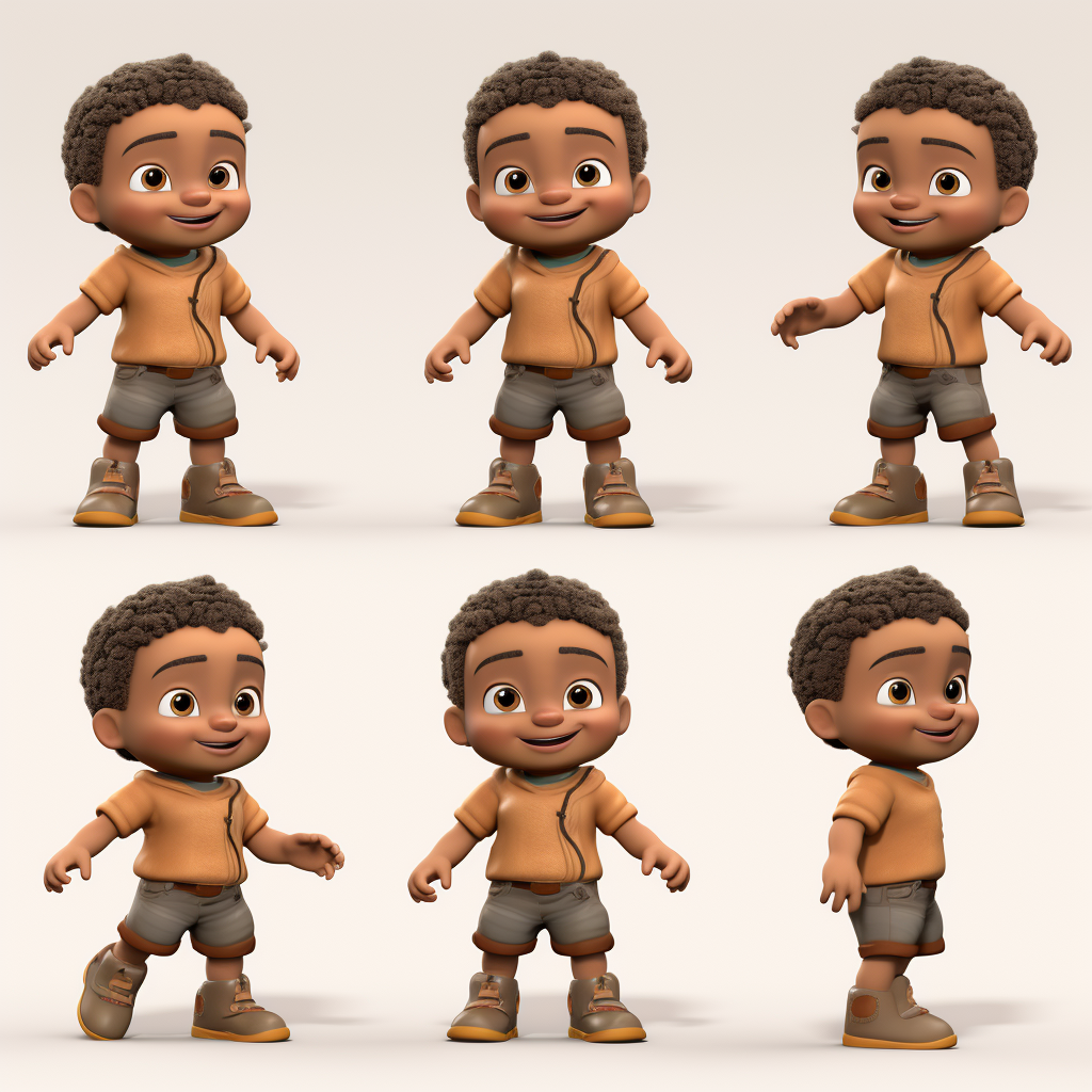 Smiling African American toddler boy with different expressions