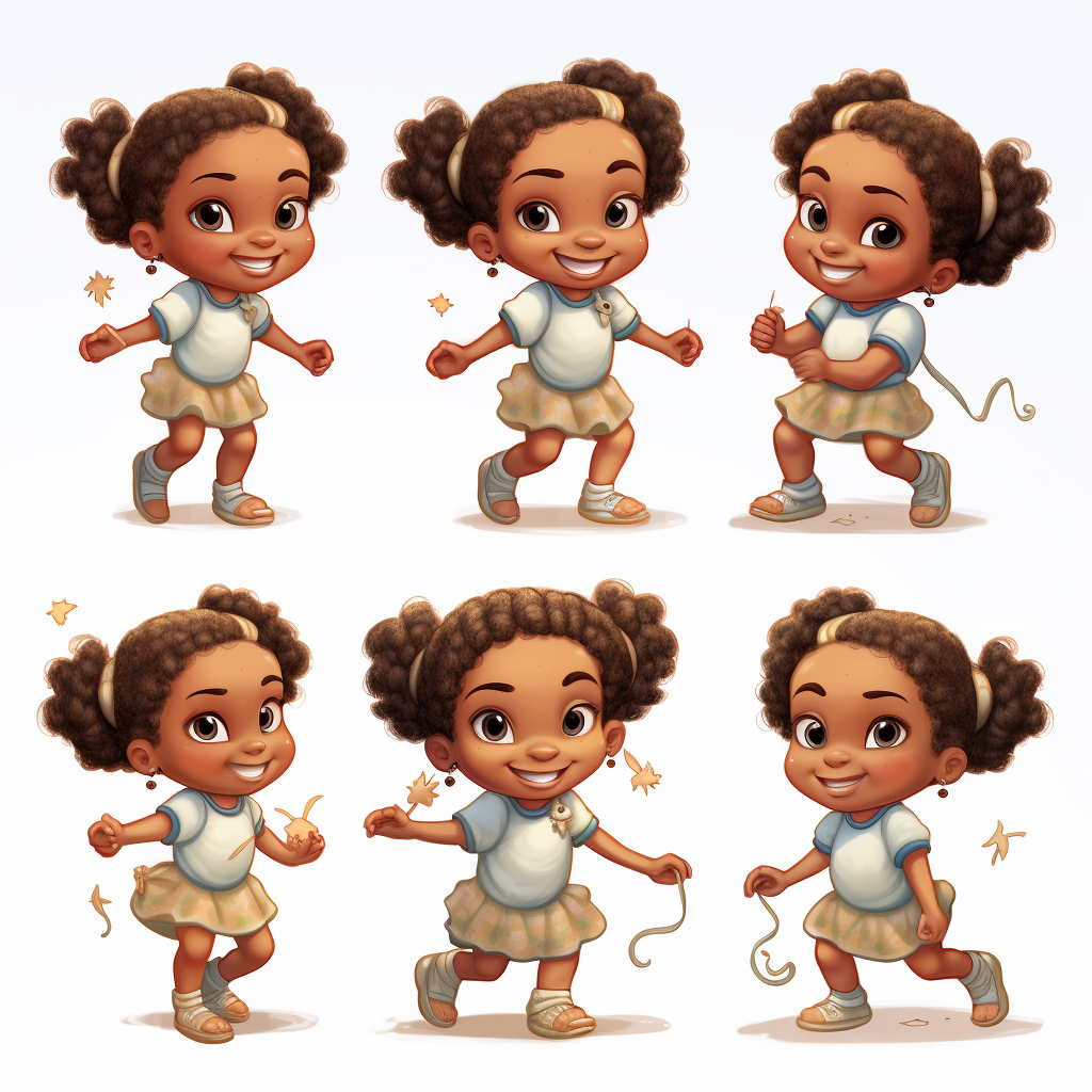 Cute African American toddler girl with pigtails puffs